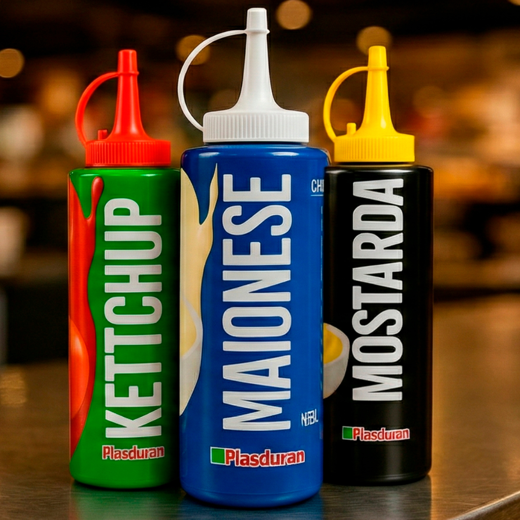 Kit Bisnagas Catchup Maionese Mostarda Lanchonete Bar 350ml Molhos Squeeze Chef Profissional