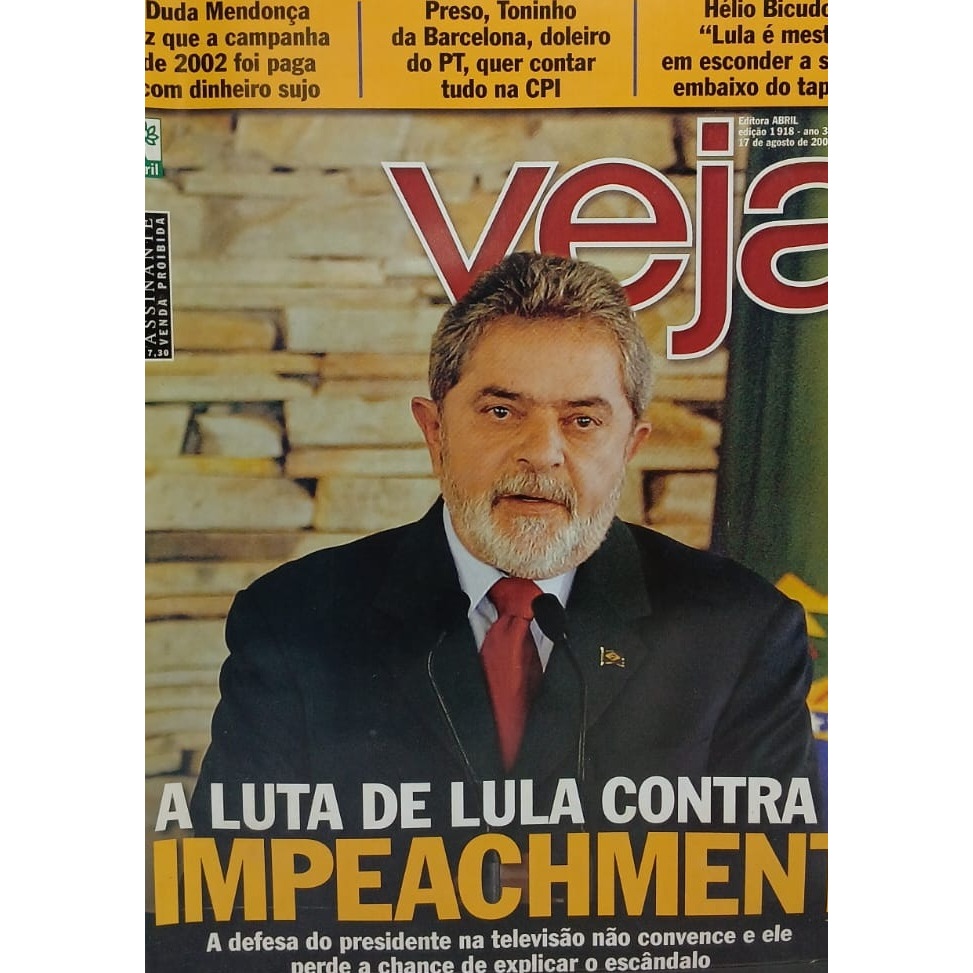 Revista Veja A Luta De Lula Contra O Impeachment Edição 1918 Ano 38 Nº 33 - 17 De Agosto De 2005- Liv