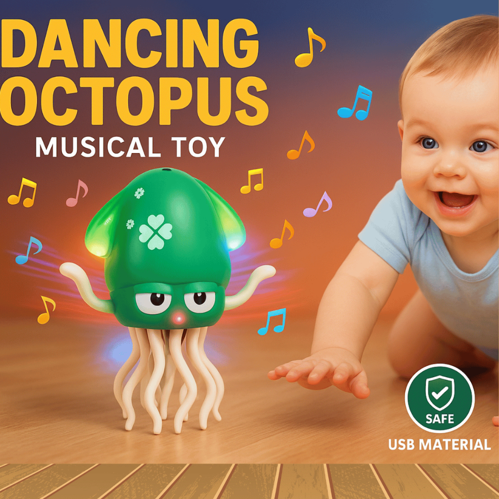Brinquedo Polvo Fujão Musical com Luz LED Dança Anda Sozinho Engatinhar Bebê Interativo Re...
