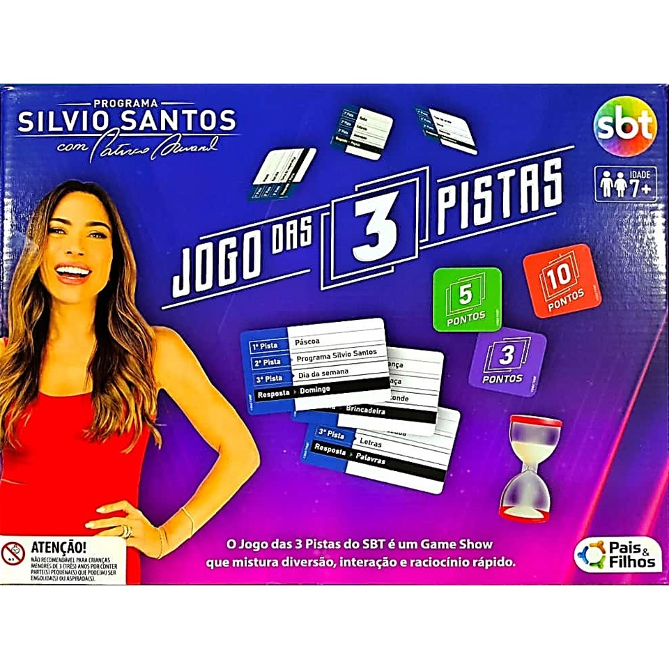 Jogo Das 3 Pistas Do SBT Original Silvio Santos Game Show Adivinhação Diversão Interação Para Toda Família Pais & Filhos