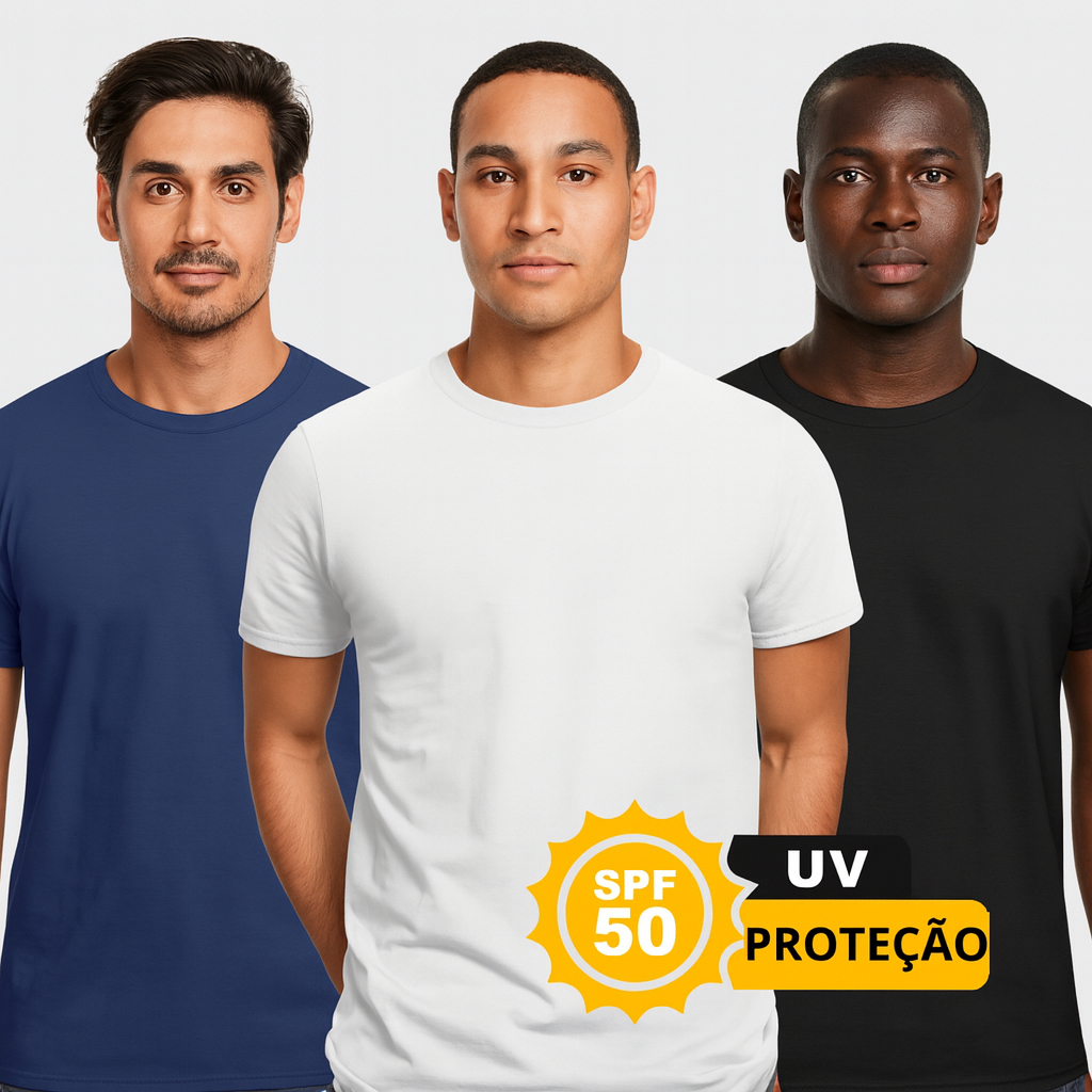 Kit 3 Camisetas Masculina Academia Dry Fit Esportiva Proteção UV 50+ - Treino - Esportes - Futebol