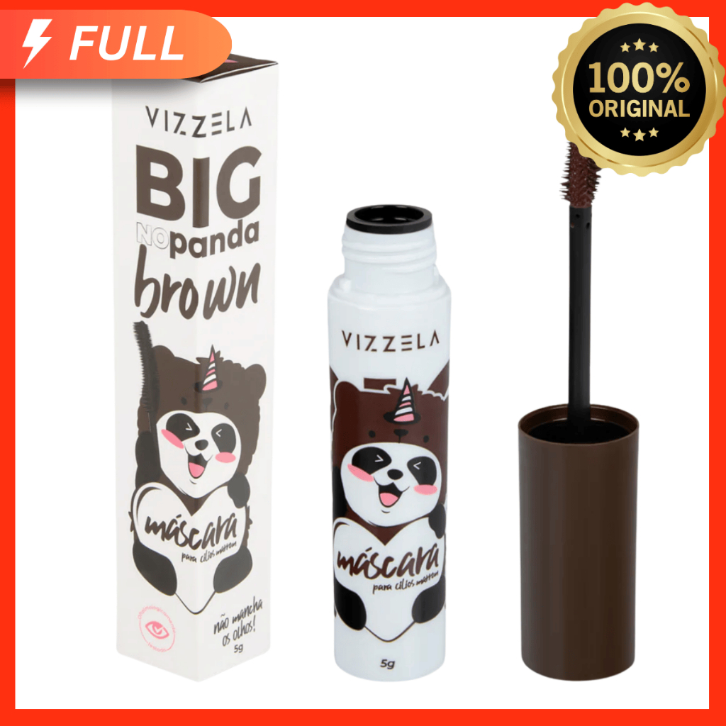 Máscara para Cílios Big No Panda Brown Vizzela 5g - 100% Original Rímel a Prova D'agua