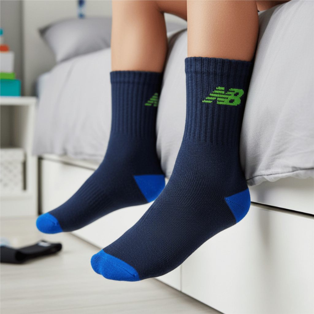 Meia Infantil Atoalhada Cano Alto Kit 3 Pares New Balance em Oferta na Shopee