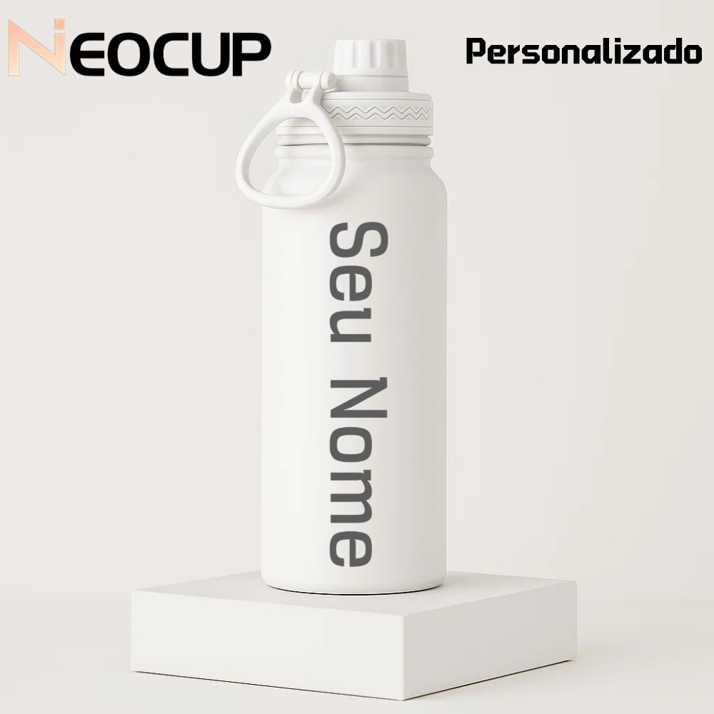 Garrafa Térmica Aço Inoxidável 600ml | Personalizada | Com Alça