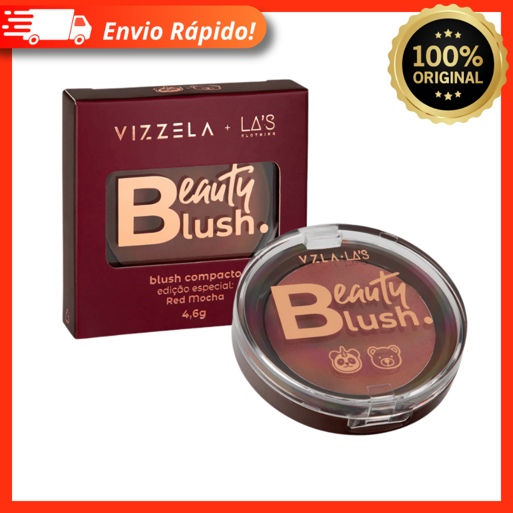 Blush Compacto Beauty Blush Red Mocha Vizzela + La's - Tom Marrom Avermelhado