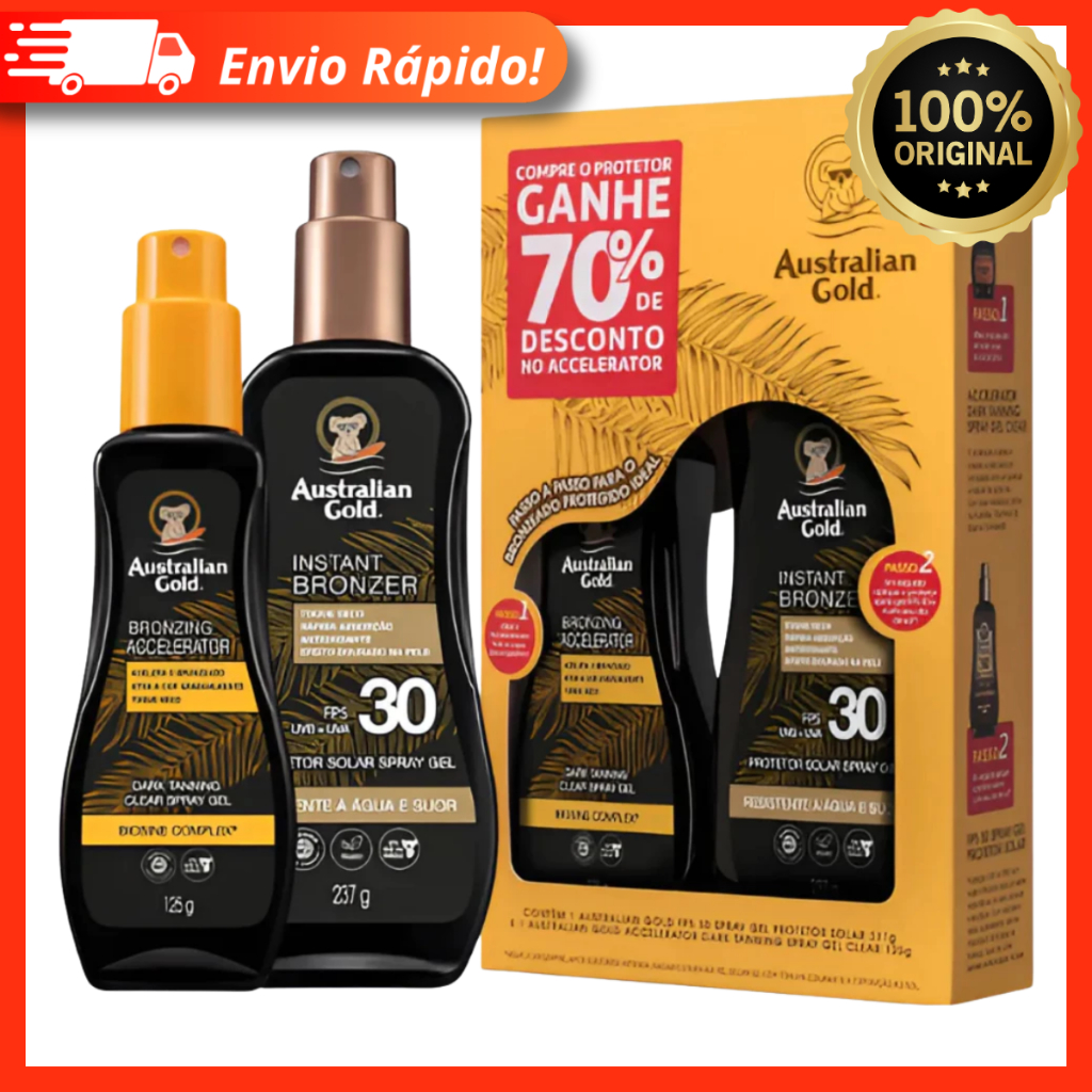 Kit Protetor Solar + Bronzeador Australian Gold Fps 30