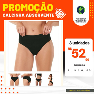 kit 3 Calcinha Absorvente Menstrual Incontinência Urinária Leve, Calcinha Reutilizável Antibacteriana em Oferta na Shopee