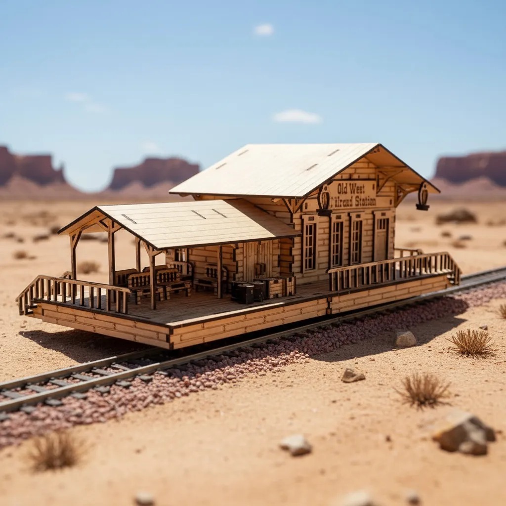 Quebra-cabeça 3d Estação Ferrea Velho Oeste Mdf Cortado Lase