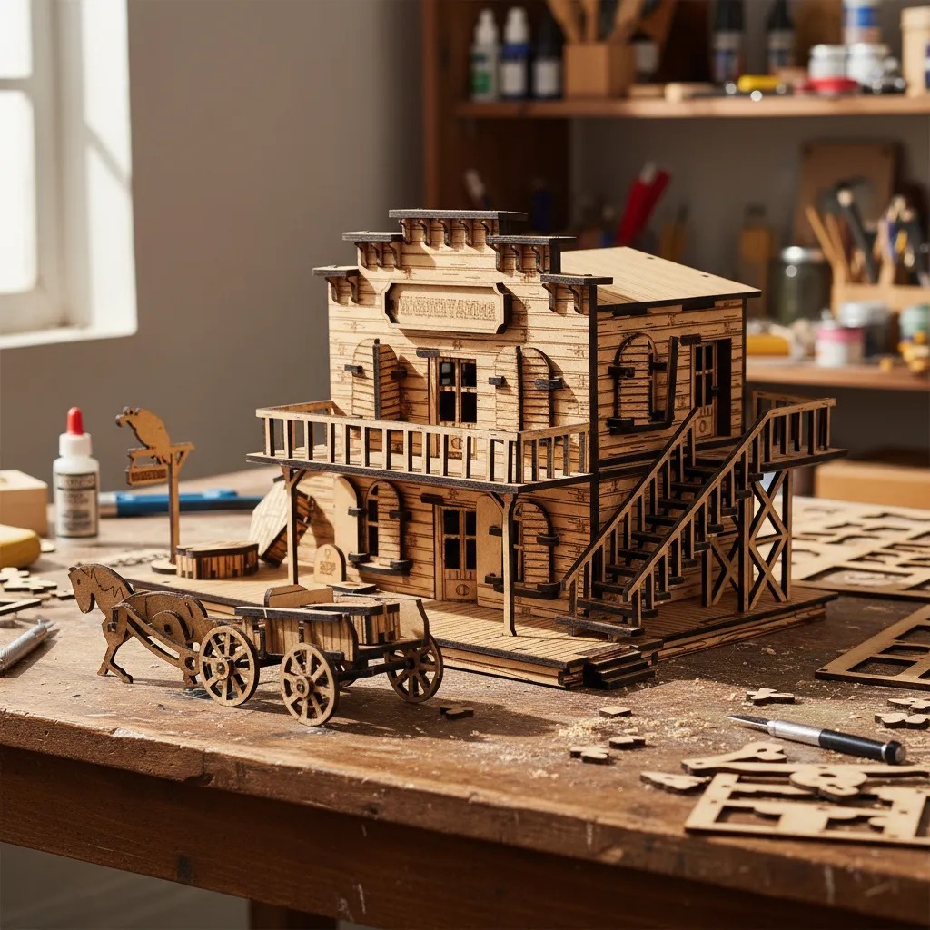 Quebra-cabeça 3d Funerária  Velho Oeste Mdf Cortado A Laser
