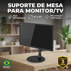 SUPORTE DE FERRO PARA MONITOR/TV SOBREPOR DE MESA PARA MONITORES COM TELA DE 10 A 32 POLEGADAS