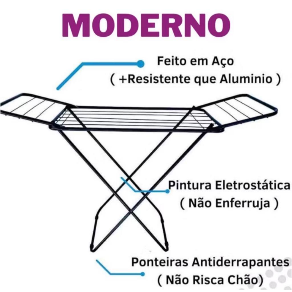 Varal De Chão Com Abas Reforçado Dobrável Aço Secalux 12kg Varal de Apartamento Retratil em Oferta na Shopee