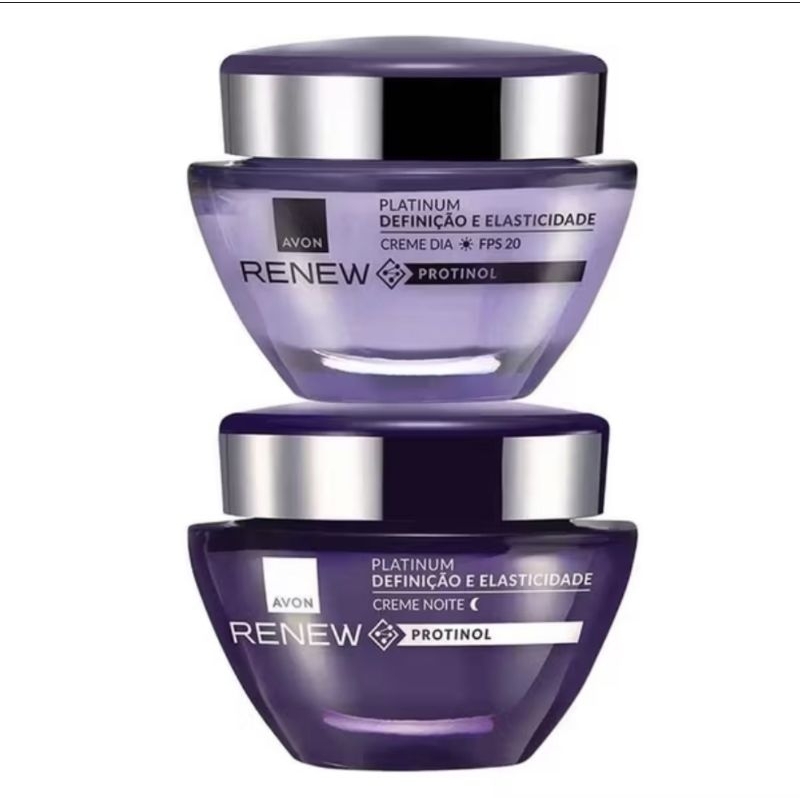 Kit Renew Platinum com protinol anti-idade Dia 55+  FPS 20 - 50g  e Noite 55 +  50g
