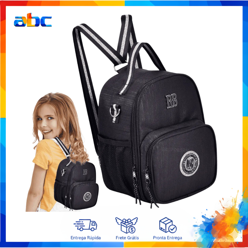 Lancheira Transversal Térmica Escolar Rebeca Bombom 2 em 1 Bolsa e Mochila Original Rebecca Bonbon