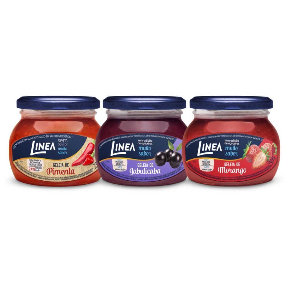 Kit 3 Geleias Linea Sabor Morango, Pimenta Vermelha e Jabuticaba de 230g em Oferta na Shopee