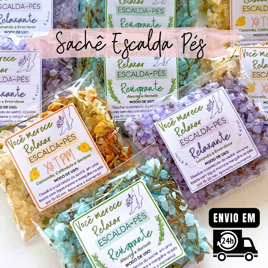 30 | 20 | 10 Kit Escalda Pés Artesanal Relaxante | Mimo | Lembrancinha | Brinde | Sais | Autocuidado | Spa– COM ETIQUETA em Oferta na Shopee