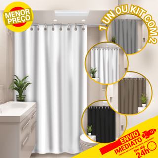 Cortina Para Box de Banheiro Vinil Lisa Moderna Impermeável Com Ganchos Anti-Mofo em Oferta na Shopee