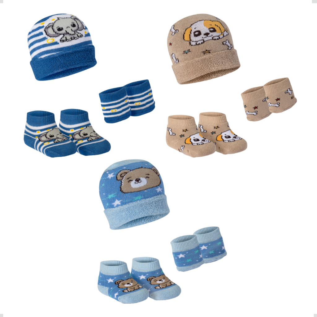 Kit 3 Touca Luva Meia Recém Nascido Algodão Menino Menina Bebê até 3 Meses Presentes Maternidade em Oferta na Shopee