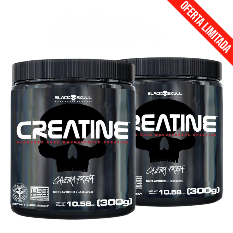 Kit 2 Creatina Black Skull 300g – Monohidratada Pura para Força e Performance em Oferta na Shopee