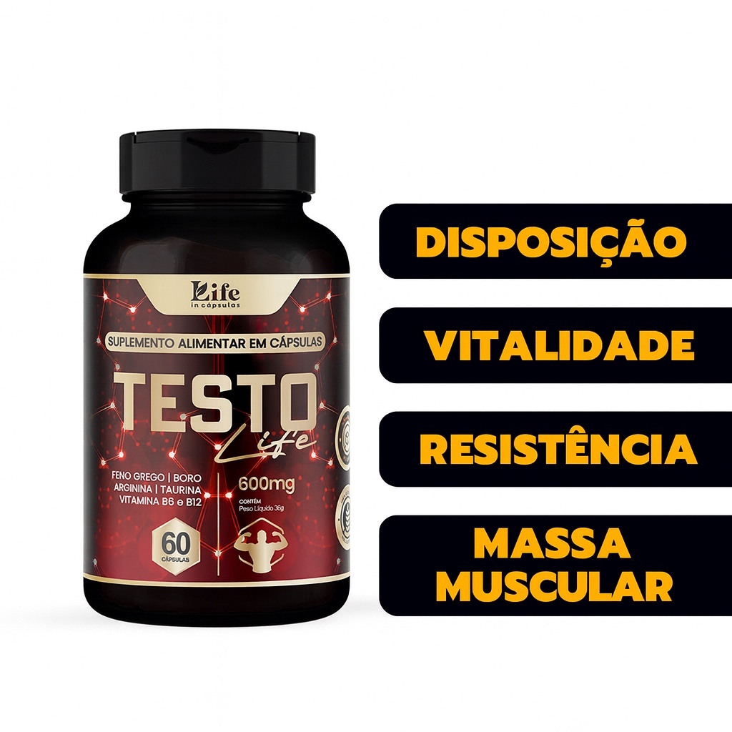 Testolife Original 60 Capsulas - Disposição, Bem Estar e Massa Muscular | Corpo Verão. em Oferta na Shopee