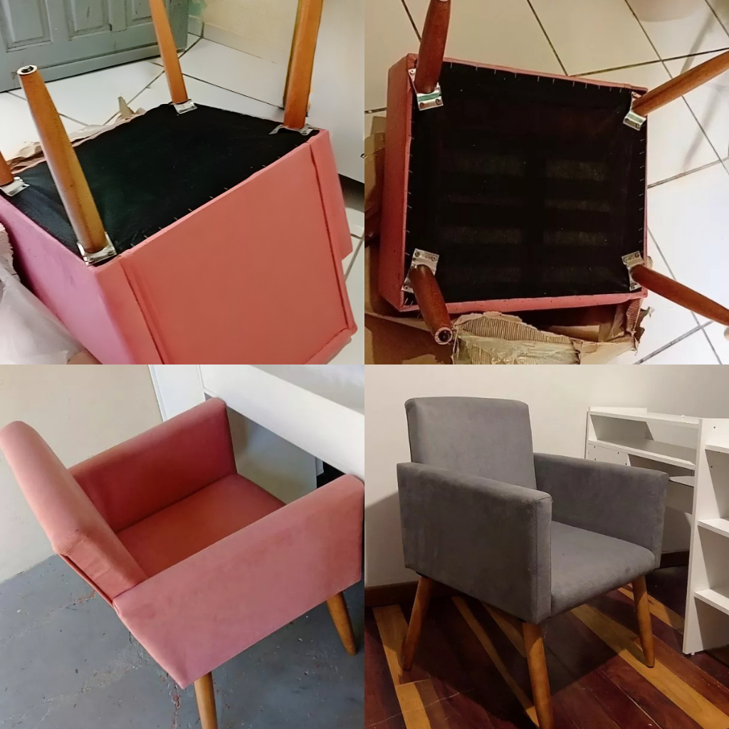 Poltrona Nina Decorativa Recepção Escritório Salão Recepção Tec Suede Premium Confortável até 100kg