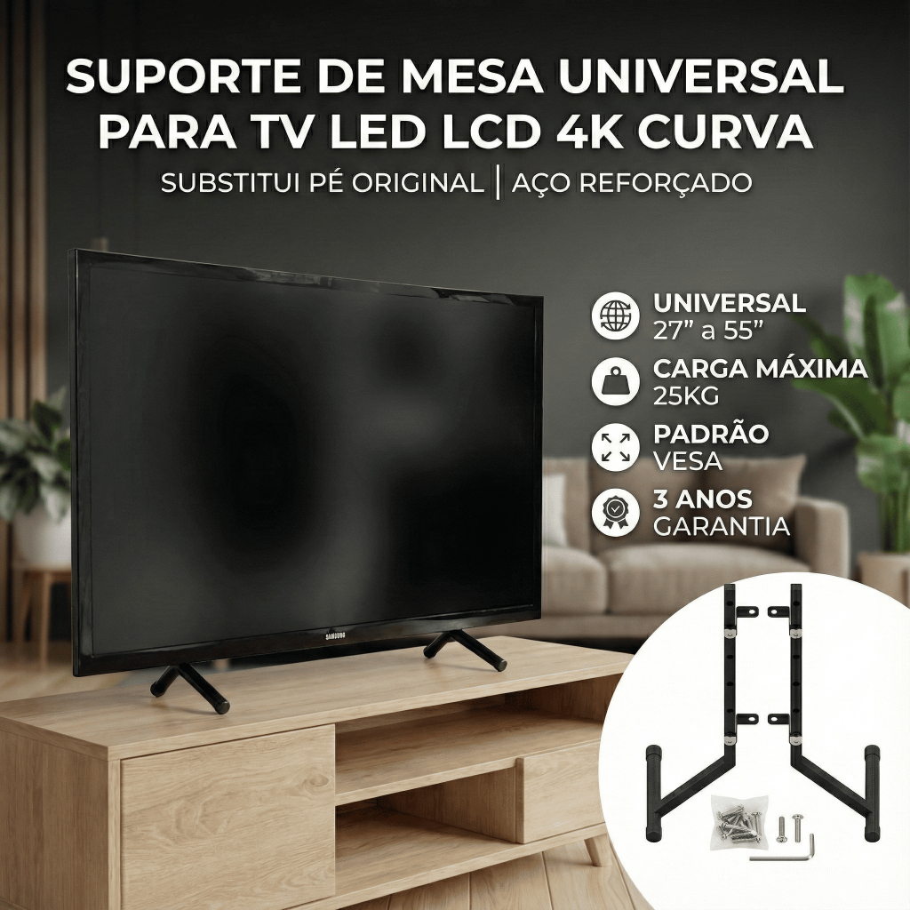 SUPORTE DE MESA PARA MONITOR TV PARA TELAS DE 27 A 55 POLEGADAS TVS GRANDES