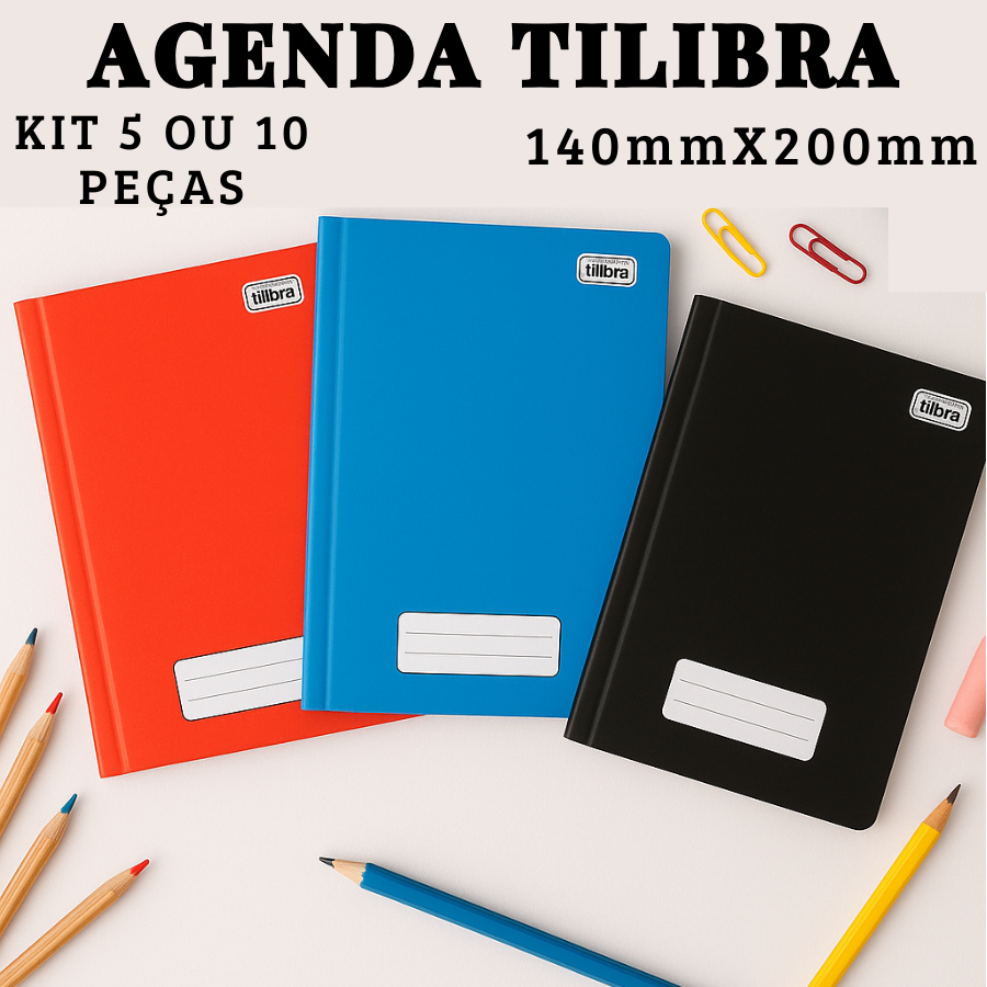 KIT 5 Ou 10 Agendas Brochura Caderno 80 Folhas Tilibra Faculdade Universidade Escola 140MMx200MM