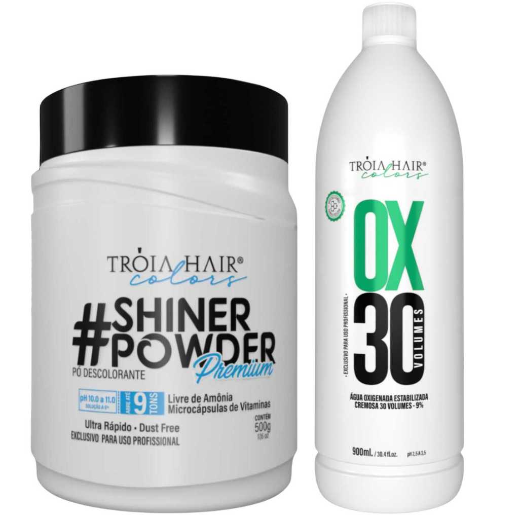 KIT DESCOLORAÇÃO PREMIUM – PÓ AZUL AMÔNIA ONIA FREE + OX 30V TRÓIA HAIR