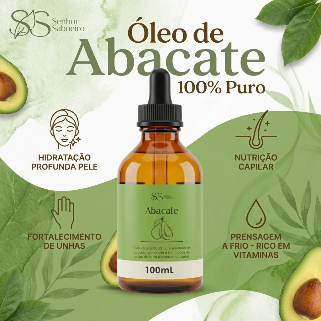 Óleo de Abacate 100% Puro Concentrado Extraído à Frio para Pele e Cabelo em Oferta na Shopee