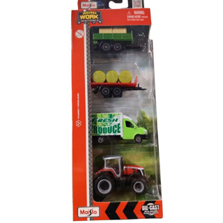 KIT 4 Miniaturas Fazenda  Trator e Implementos - Mini Work Machines - 1/64 - Maisto em Oferta na Shopee