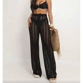 Saída de praia calça tricot pantalona verão 2026 moda feminina tendencia