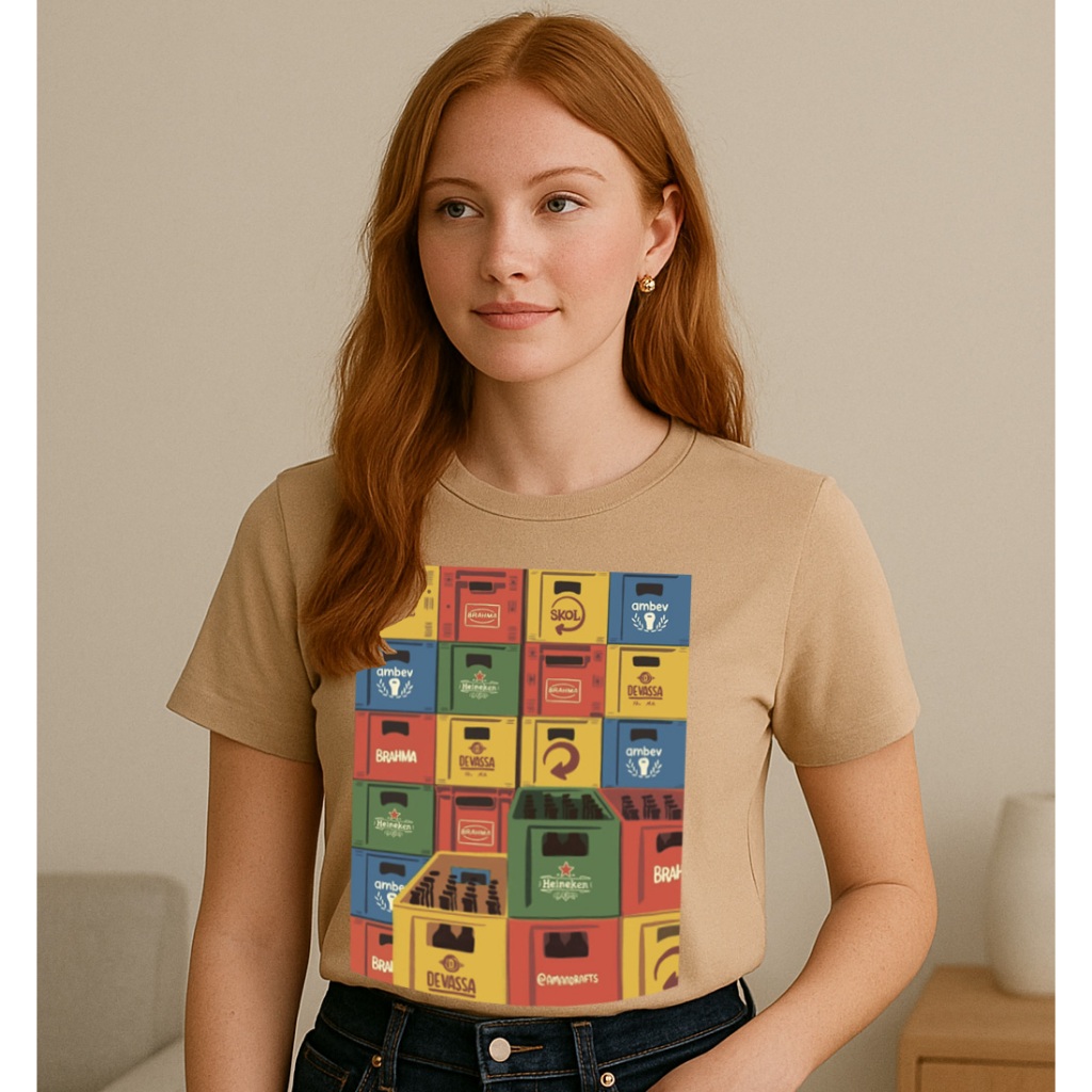 camiseta engradados de cerveja blusa malha 100% algodão estampa bebida divertida estilosa