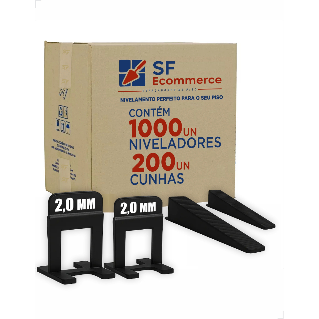 Kit 200 Cunhas Slim + 1000 Und Espaçadores Niveladores 1mm, 1.5mm, 2mm Slim SF Ecommerce em Oferta na Shopee