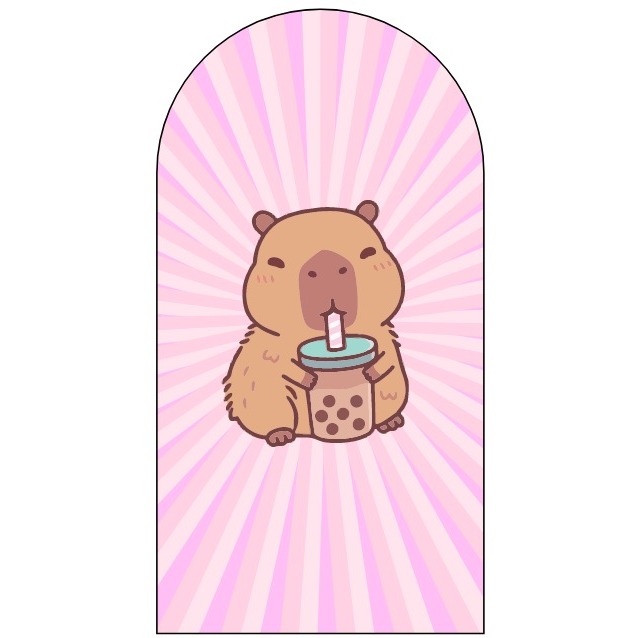 PAINEL PARA FESTAS, CAPIVARA SUCO ROSA, ROMANO 2X1 COM ELÁSTICO em Oferta na Shopee