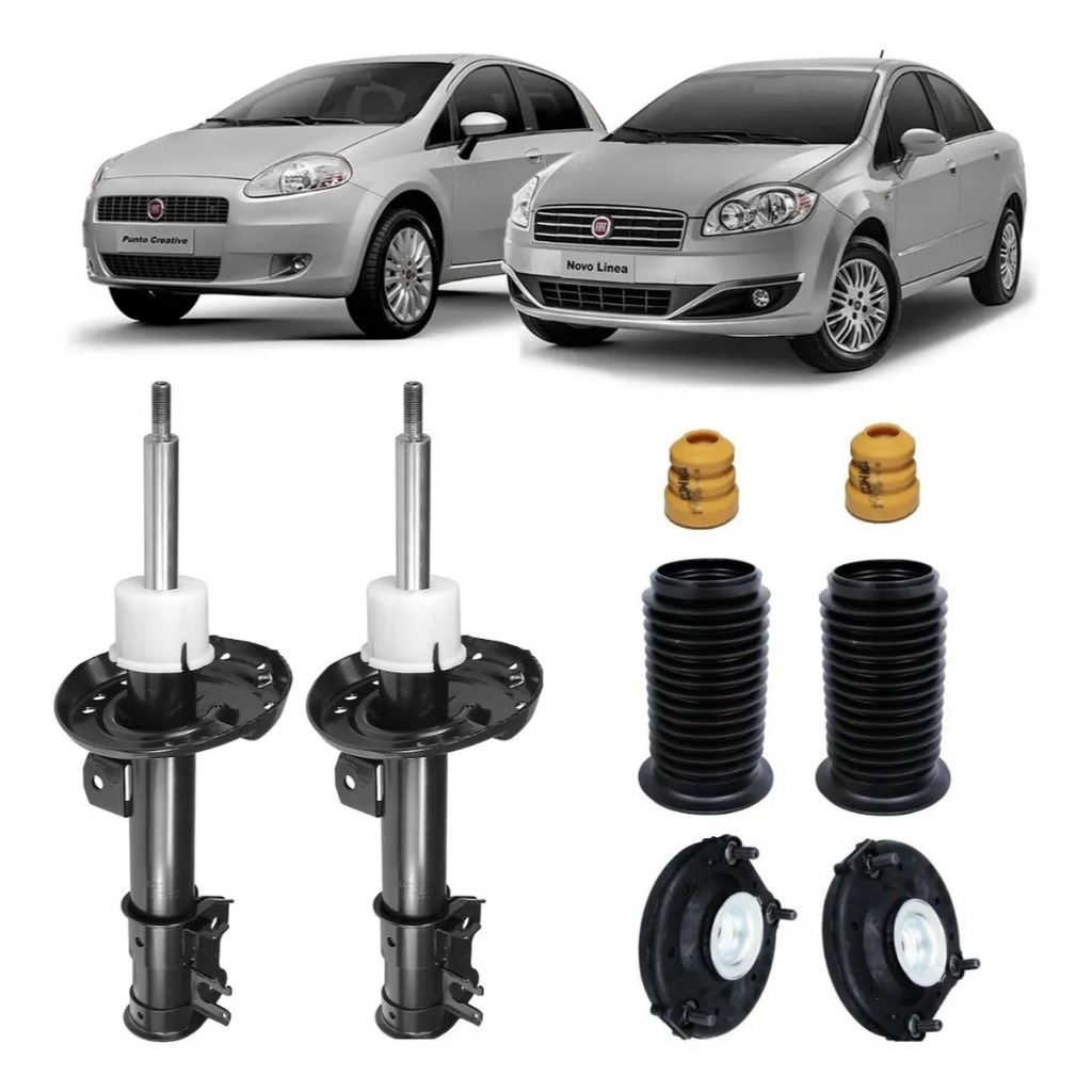 Par Amortecedor Dianteiro Kit Batente Coxim Fiat Punto Linea