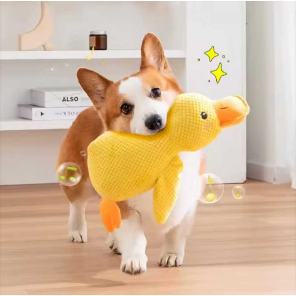 Brinquedo Interativo de Pelúcia para Cães e Gatos Pato , ganso, macaco ou Lula em Oferta na Shopee