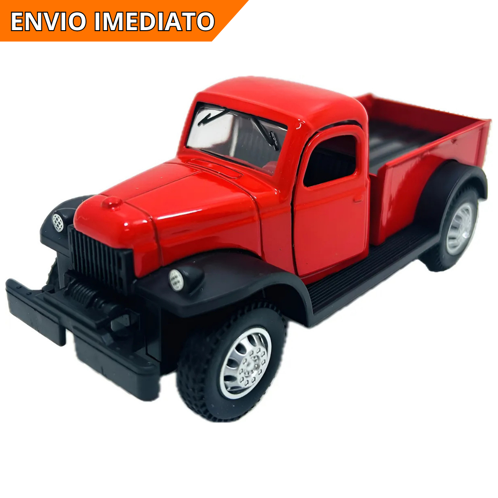 Miniatura Caminhonete Natal em Metal - Vermeha - Carrinho Fricção Esportivo Abre as Portas na caixa