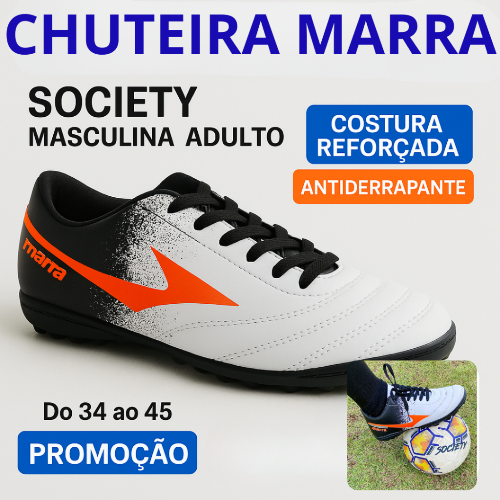 Chuteira de Society Grama Sintética Confortável Leve e Resistente Adulto Unissex Envio Imediato Promoção em Oferta na Shopee