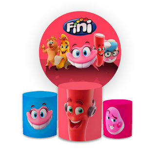 Kit Decorativo Painel + Cilindros Sublimado Tema Bala Fini Festa Aniversário Infantil Decoração Veste Fácil em Oferta na Shopee