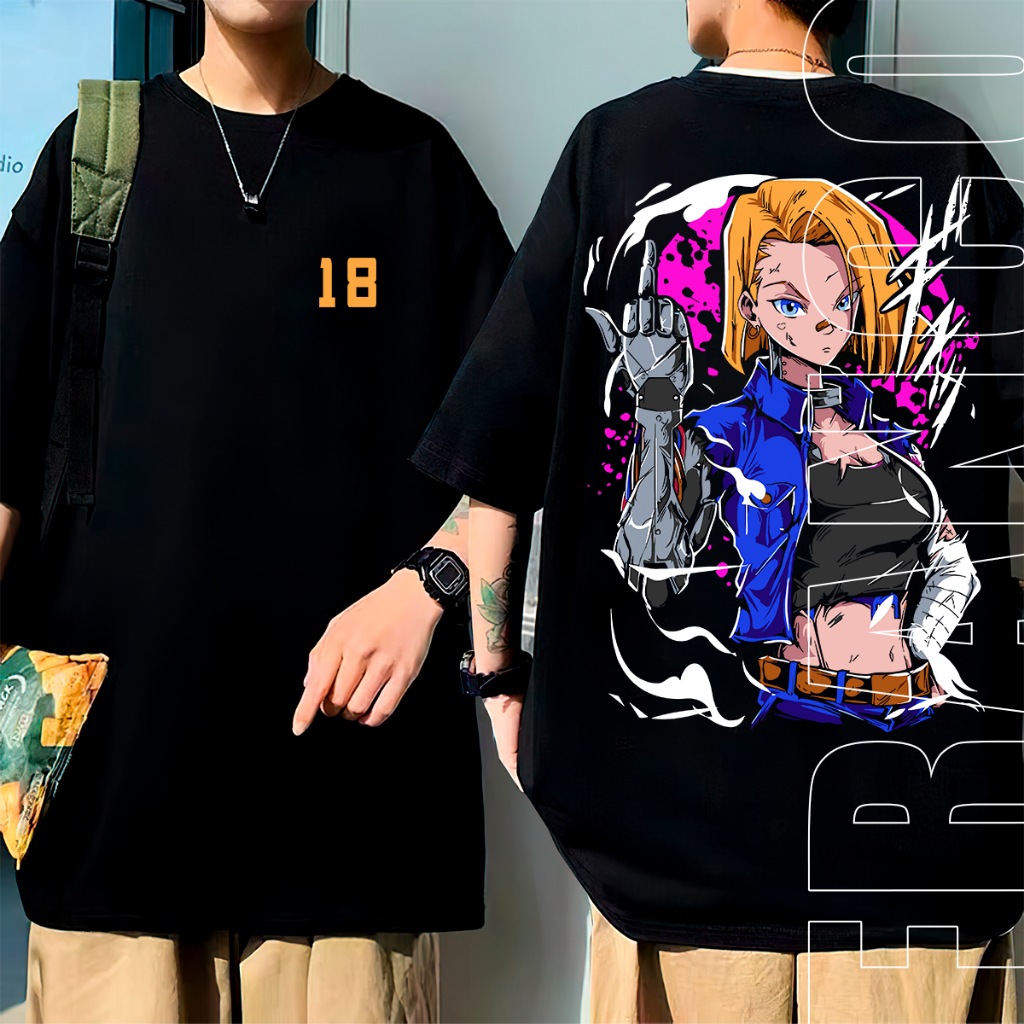 Camiseta Camisa Oversized Android 18 Dragon Ball Z Lançamento em Oferta na Shopee