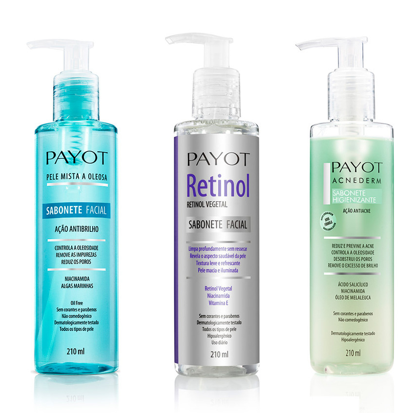 Kit Trio Sabonetes Payot: Pele Mista a Oleosa + Retinol + Acnederm em Oferta na Shopee