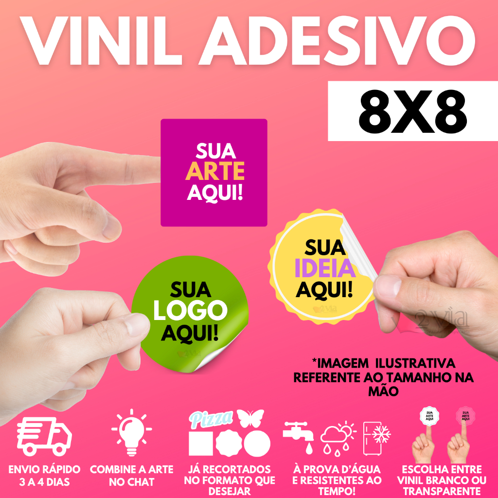 25 a 250 Etiquetas Adesivas 8x8 cm Personalizadas em Vinil | Adesivo Personalizado em Oferta na Shopee