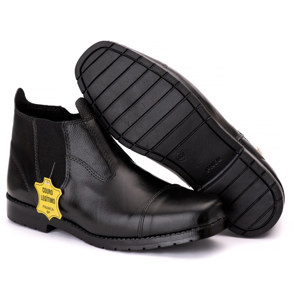 Botina de Couro Legítimo Country Life Cor Preta Modelo 800