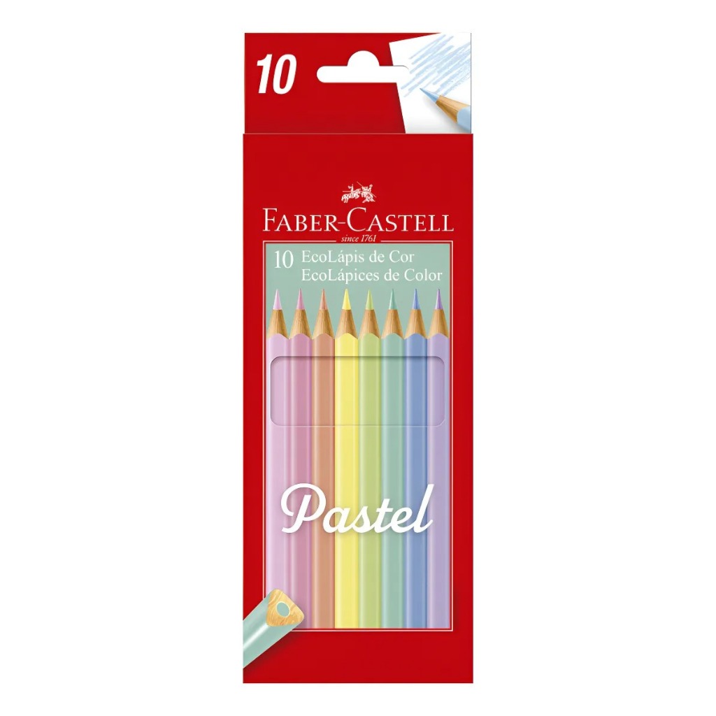 Lapis De Cor 10 Cores Tons Pastel Cor Clara Faber Castell em Oferta na Shopee