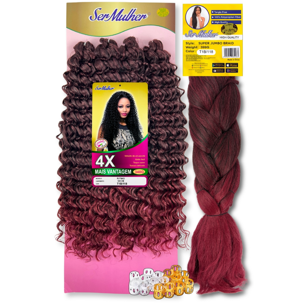 Kit Tranças Gypsy Jumbo + Cabelo Cacheado Orgânico Crochet Ritmo Ser Mulher