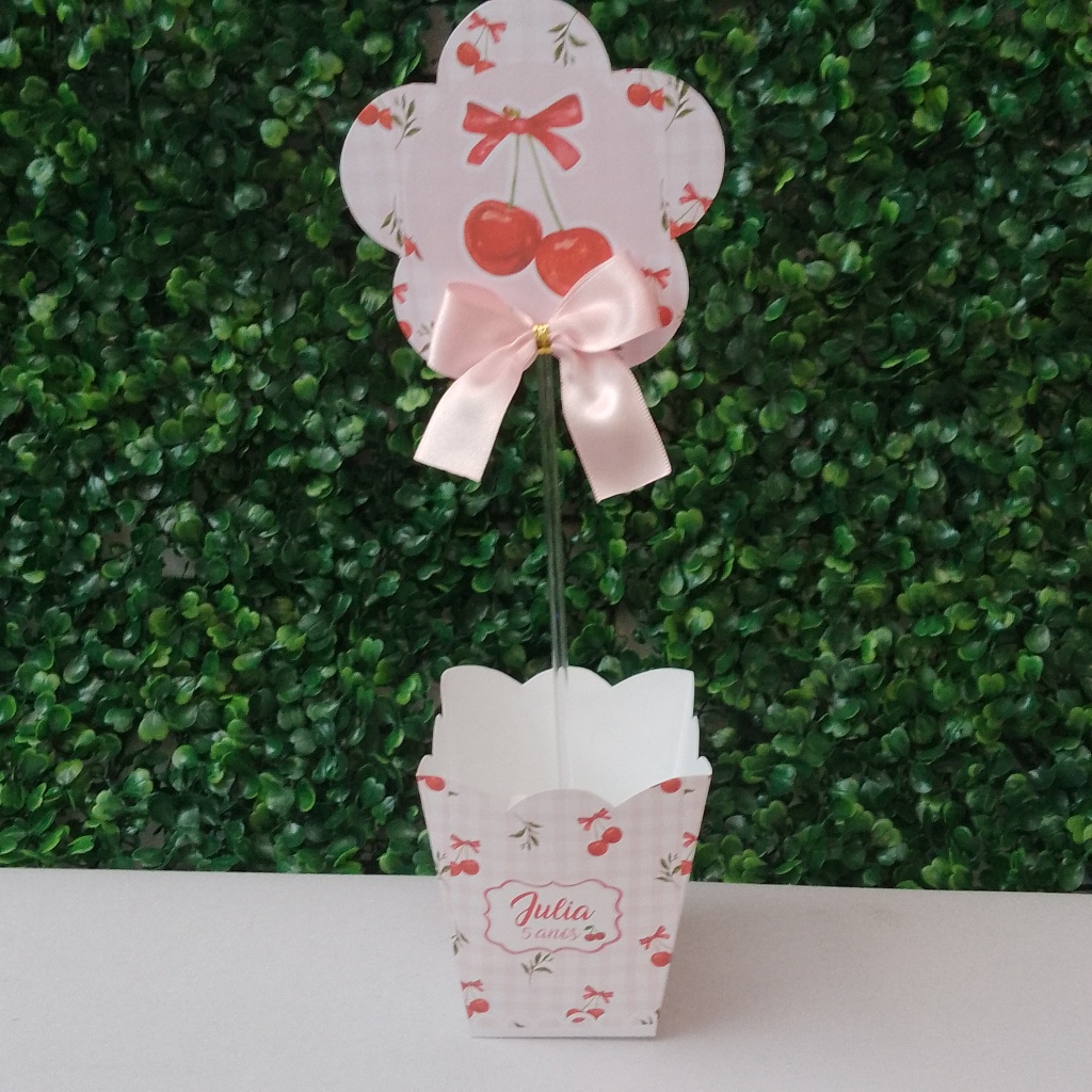 Centro de mesa Cachepot Cereja / Cerejinha Lembrancinha Personalizada Festa Aniversário