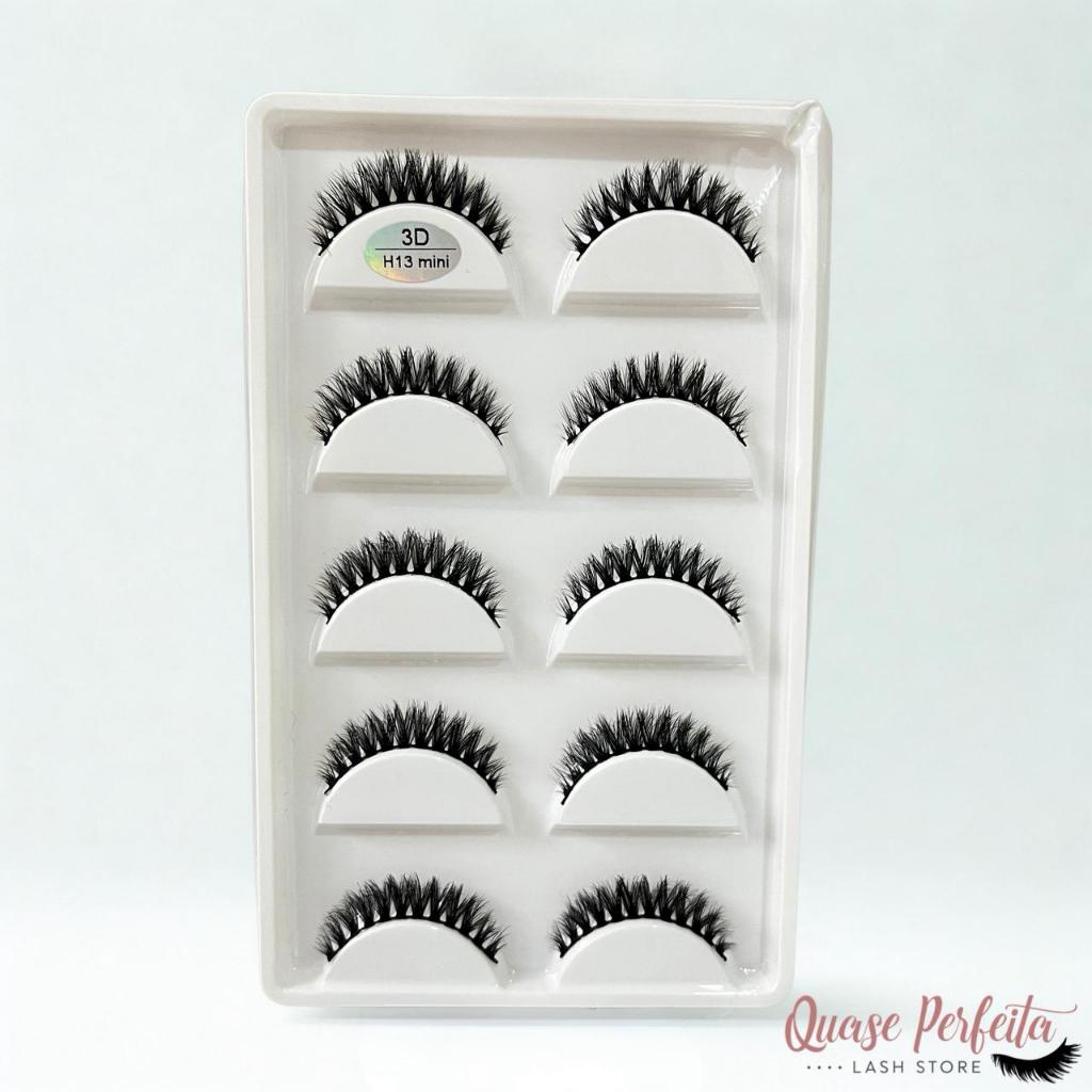 Cílios postiços 3D H13 Mini - cartela com 5 pares em Oferta na Shopee