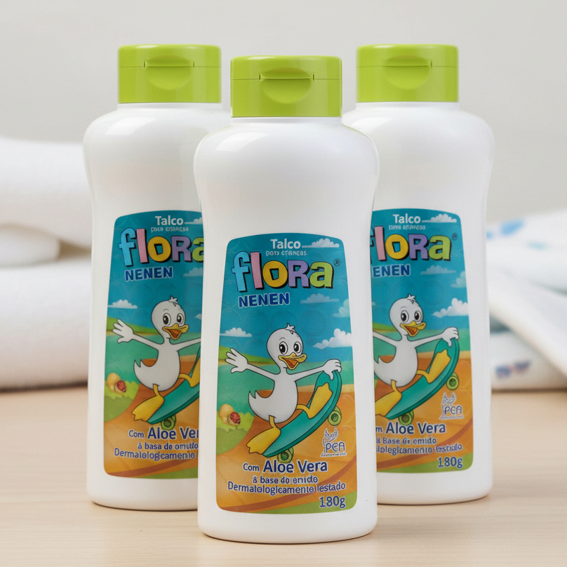 Talco para Bebê Cheirinho de Neném Flora Nenen Pó 180Gr Aloe Vera Dermatologicamente Testado