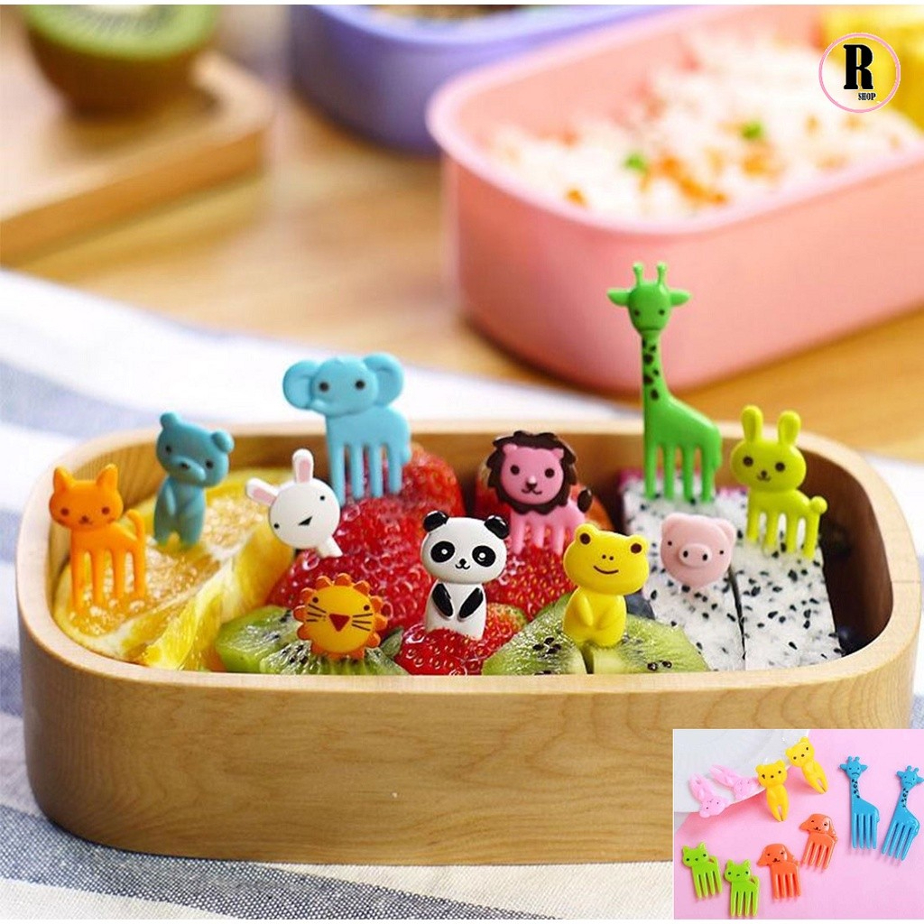 Mini Cartoon Animal Farm Fruit Fork Crianças Snack Bolo Sobremesa Comida, Palito Bento Lunch Party Decor Cor Aleatória em Oferta na Shopee
