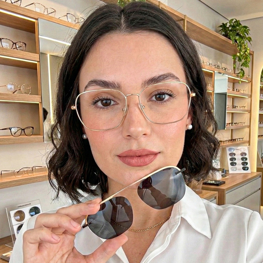 Óculos 2 em 1 Feminino Armação Metal Lente Clip On Polarizado Design Moderno