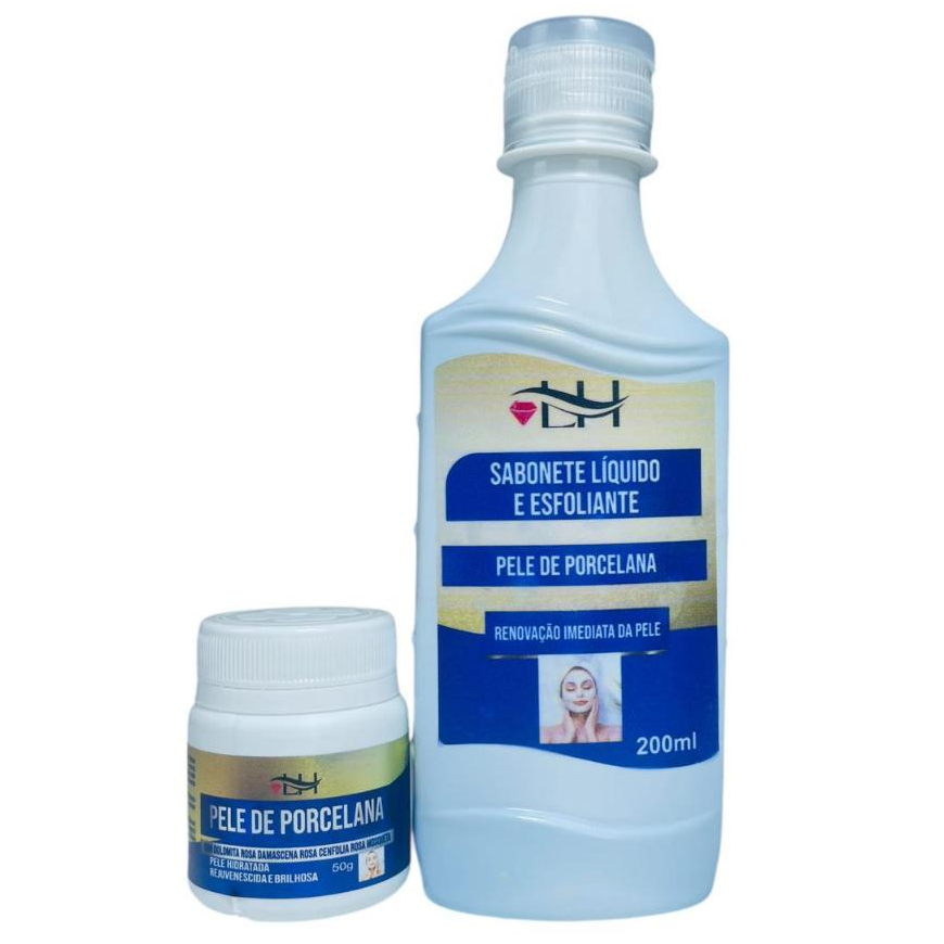 Kit Pele de Porcelana com Creme e Sabonete Líquido Pele Rejuvenescida e Limpa 2 Un. Liss Hair